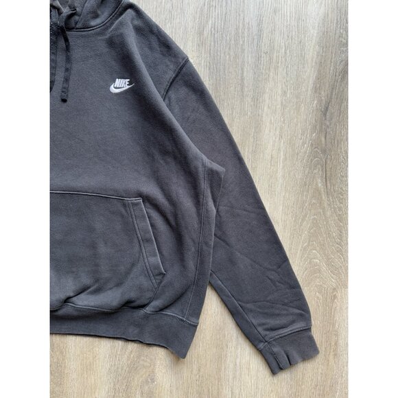 Rare Vintage Y2K Nike Swoosh Black Hoodie Sports Streetwear Gym Run Medium Yoga - Picture 5 of 8